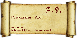 Plakinger Vid névjegykártya